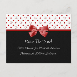 Carte Postale Faire-part Enregistrer La Date Fête des mariées Girly Red Hea