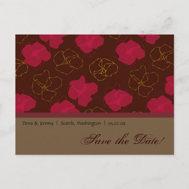 Carte Postale Faire-part Enregistrer La Date Floral Design (Devant)