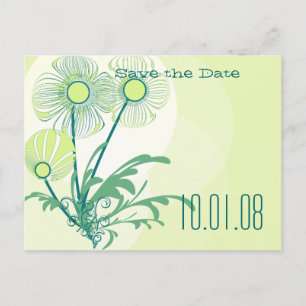 Carte Postale Faire-part Enregistrer la date Golden Lime Green Floral Maria