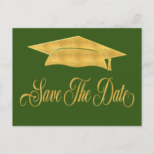 Carte Postale Faire-part Enregistrer La Date Graduation Faux Gold Grad