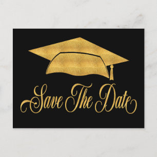 Carte Postale Faire-part Enregistrer La Date Graduation - Faux Gold Grad Ca
