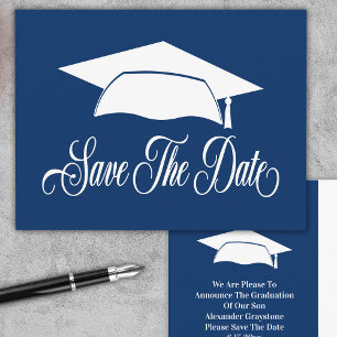Carte Postale Faire-part Enregistrer La Date Graduation - Simple Blue Schoo