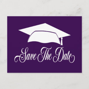 Carte Postale Faire-part Enregistrer La Date Graduation Simple Purple Schoo