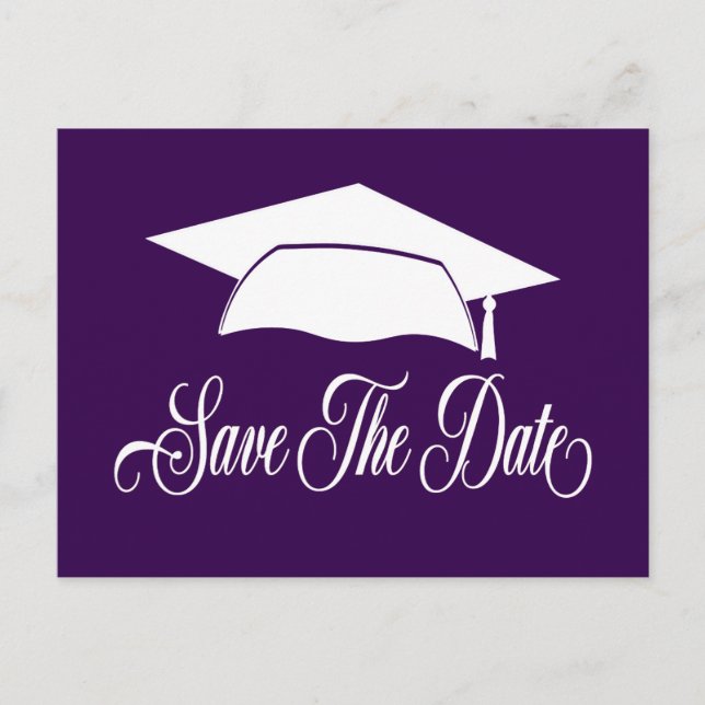 Carte Postale Faire-part Enregistrer La Date Graduation Simple Purple Schoo (Devant)