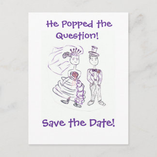 Carte Postale Faire-part Enregistrer la date/Il a placé la question