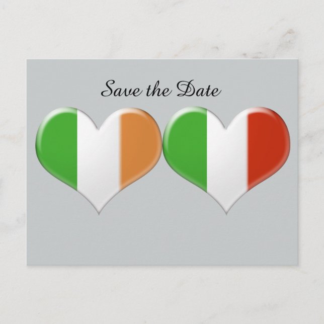 Carte Postale Faire-part Enregistrer la date Irish Italian Heart Flags Cart (Devant)
