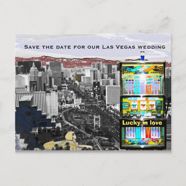 Carte Postale Faire-part Enregistrer la date Las Vegas Slot Machine (Devant)