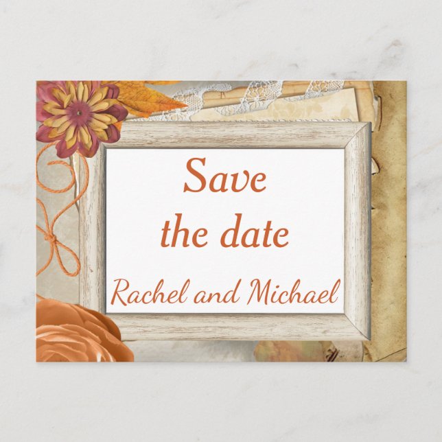 Carte Postale Faire-part Enregistrer la date Mariage d'automne (Devant)
