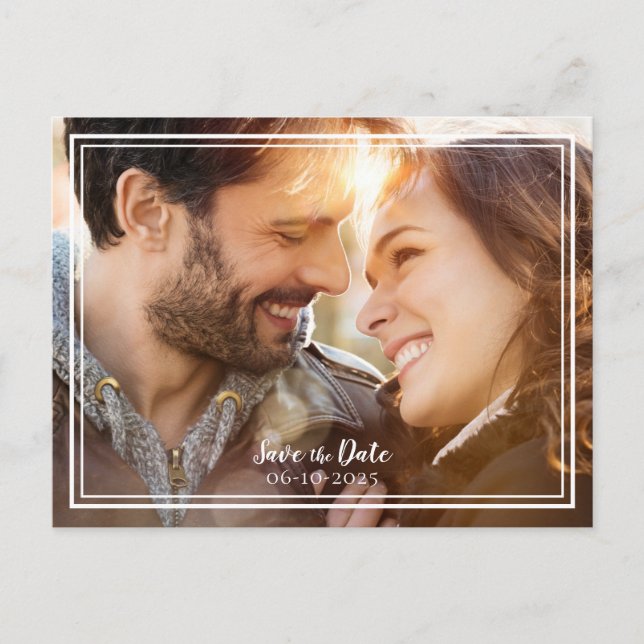 Carte Postale Faire-part Enregistrer La Date Mariage Photo Chic Gold Modern (Devant)