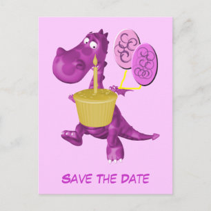 Carte Postale Faire-part Enregistrer la date mignonne violet dragon Ballons