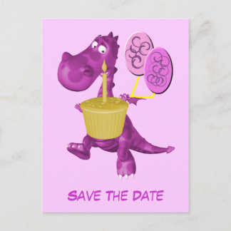 Carte Postale Faire-part Enregistrer la date mignonne violet dragon Ballons