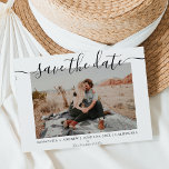 Carte Postale Faire-part Enregistrer la date moderne chic typographie photo<br><div class="desc">Enregistrer la date moderne chic typographie photo</div>