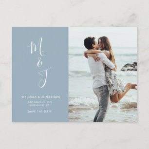 Carte Postale Faire-part Enregistrer la date moderne Poudre Bleue
