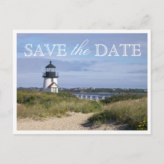 Carte Postale Faire-part Enregistrer la date Nantucket Mariage Brant Point  (Devant)