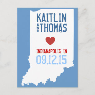 Carte Postale Faire-part Enregistrer la date - Personnalisable - Indiana