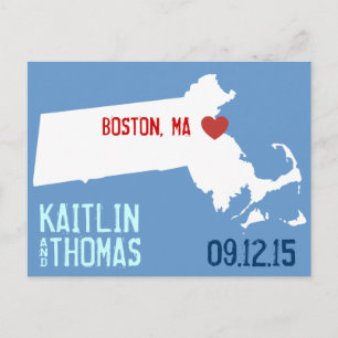 Carte Postale Faire-part Enregistrer la date - Personnalisable - Massachuse