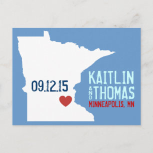 Carte Postale Faire-part Enregistrer la date - Personnalisable - Minnesota