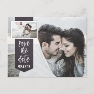 Carte Postale Faire-part Enregistrer la date Photo Chalkboard Rustic Mariag