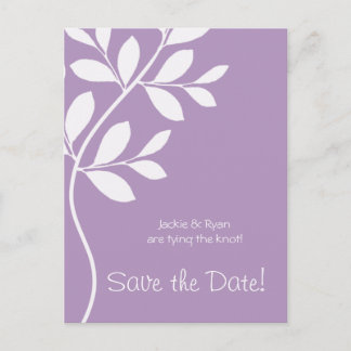 Carte Postale Faire-part Enregistrer la date Postcard Purple Leaf Branch