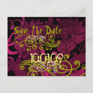 Carte Postale Faire-part Enregistrer la date - Rasberry Floral Dis... - Cus