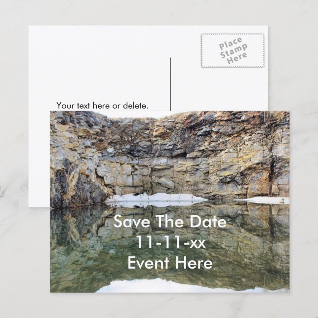 Carte Postale Faire-part Enregistrer la date réflexions dans l'eau (Devant / Derrière)