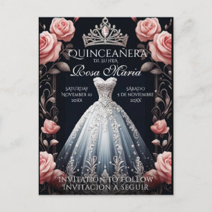 Carte Postale Faire-part Enregistrer la date/ Réservation Quinceañera Espag