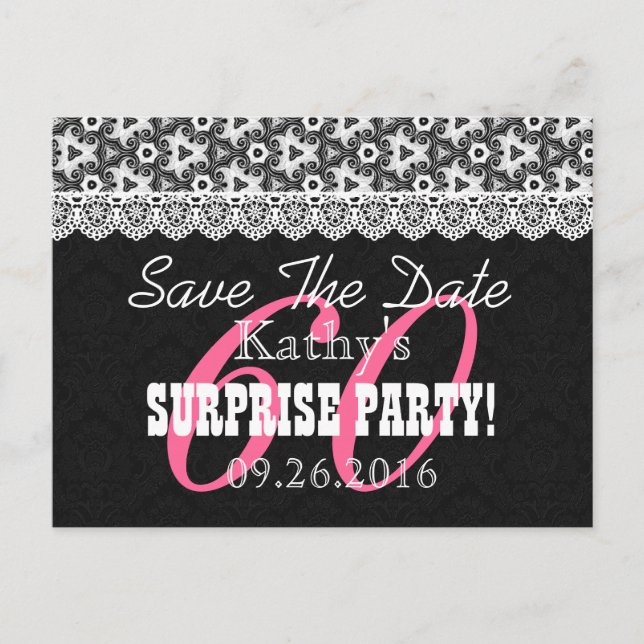 Carte Postale Faire-part Enregistrer la date SURPRISE 60e anniversaire V010 (Devant)
