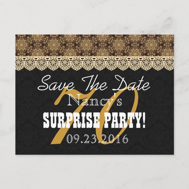 Carte Postale Faire-part Enregistrer la date SURPRISE 70e anniversaire N02C (Devant)