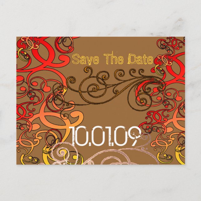 Carte Postale Faire-part Enregistrer la date - Swirl Distressed (Devant)