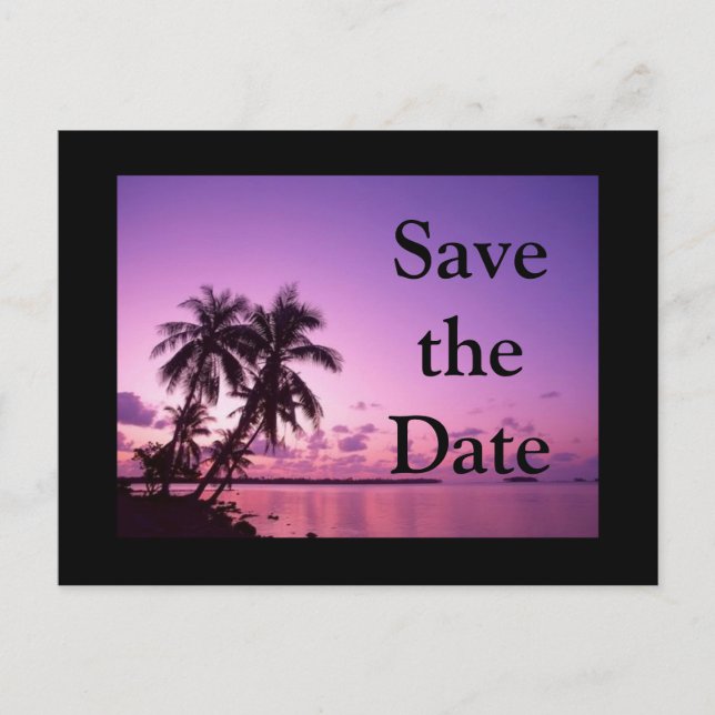 Carte Postale Faire-part Enregistrer la date Tropical Purple (Devant)