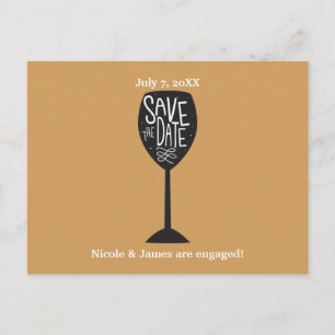 Carte Postale Faire-part ENREGISTRER LA DATE VINS Verre N'IMPORTE QUELLE CO