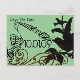 Carte Postale Faire-part Enregistrer la date Vintage Bird Silhouette
