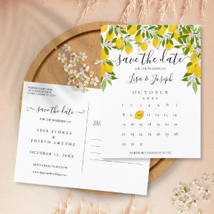 Carte Postale Faire-part Enregistrer le calendrier Date Lemons Blossom