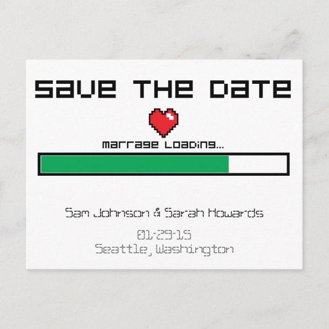 Carte Postale Faire-part Enregistrer Le Jeu - Style De Jeu Vidéo (Devant)