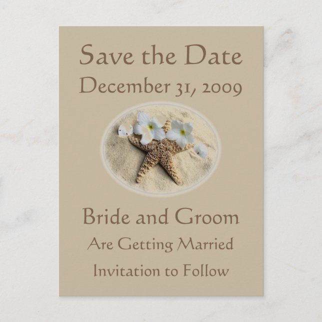 Carte Postale Faire-part Enregistrer le mariage de Date Beach (Devant)