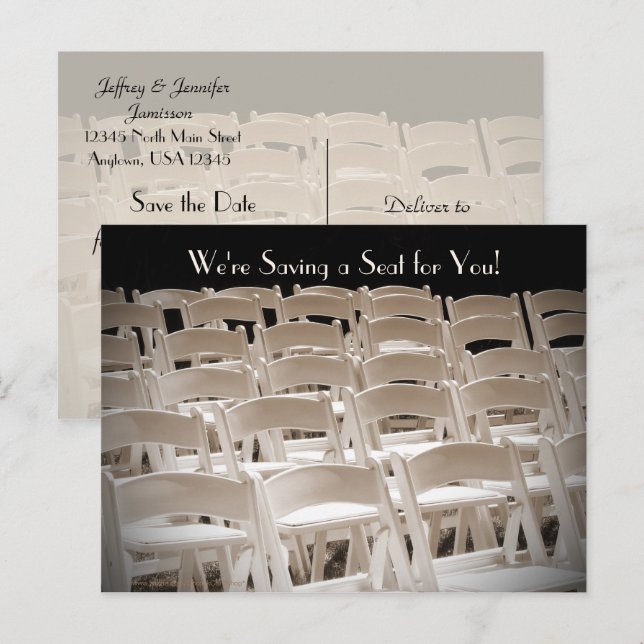 Carte Postale Faire-part Enregistrer les chaires de la cérémonie de renouve (Devant / Derrière)