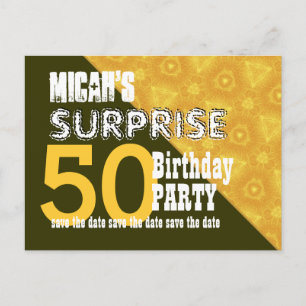 Carte Postale Faire-part Enregistrez la date de la 50e surprise d'anniversa