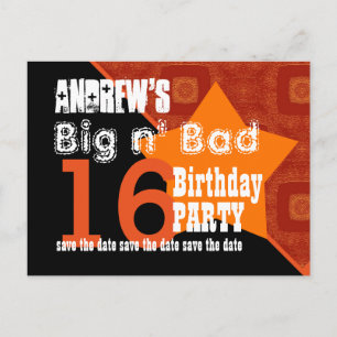 Carte Postale Faire-part Enregistrez la date du 16e anniversaire Orange Dia