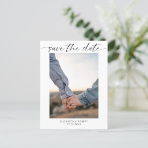 Carte Postale Faire-part Enregistrez la date Photo Minimaliste Moderne Scri