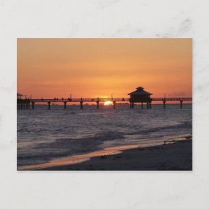 Carte Postale Faire-part Enregistrez la Date\Plage de coucher de soleil per