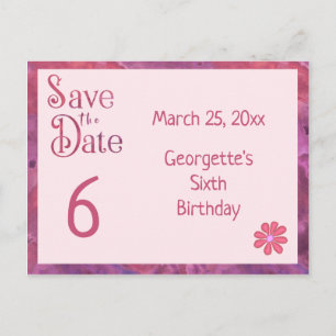 Carte Postale Faire-part Enregistrez la date pour les 6 ans d'une fille