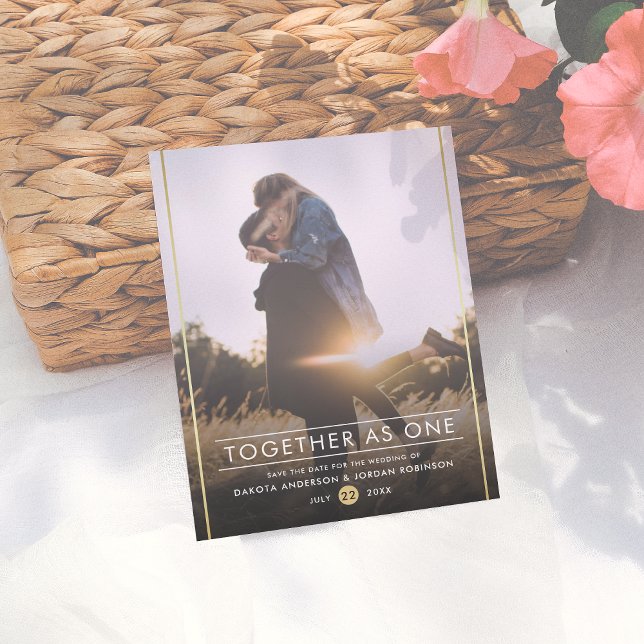 Carte Postale Faire-part Ensemble | Typographie moderne et photo or (Créateur téléchargé)
