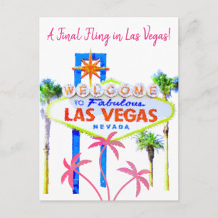 Carte Postale Faire-part Enterrement de vie de jeune fille à Las Vegas Palm