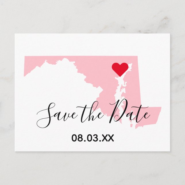 Carte Postale Faire-part Épargnez la date de la Saint-Valentin au Maryland  (Devant)