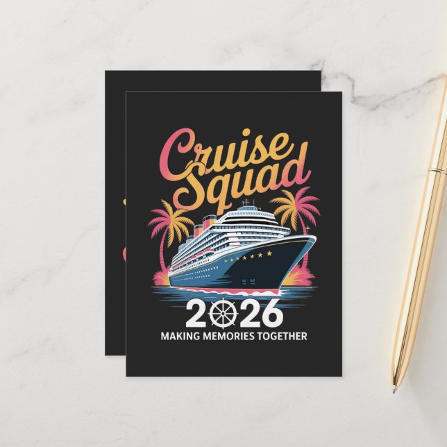 Carte Postale Faire-part Équipe de croisière Vacances d'été 2026 (Devant/Arrière en situation)
