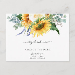 Carte Postale Faire-part Essayons Encore Une Fois Tournesol Changer la Date