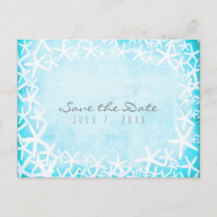 Carte Postale Faire-part Étoile de mer peinte Aqua Blue Party Save the Date