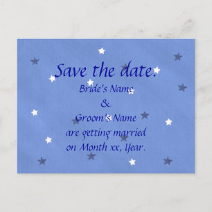 Carte Postale Faire-part Etoiles bleues et blanches Enregistrer la date Car