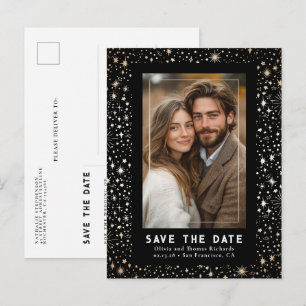 Carte Postale Faire-part Étoiles célestes Noir Mariage Enregistrer La Date