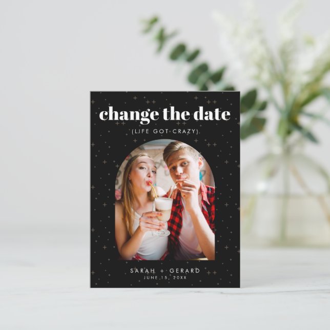 Carte Postale Faire-part Étoiles célestes Photo Changement de date  (Debout devant)